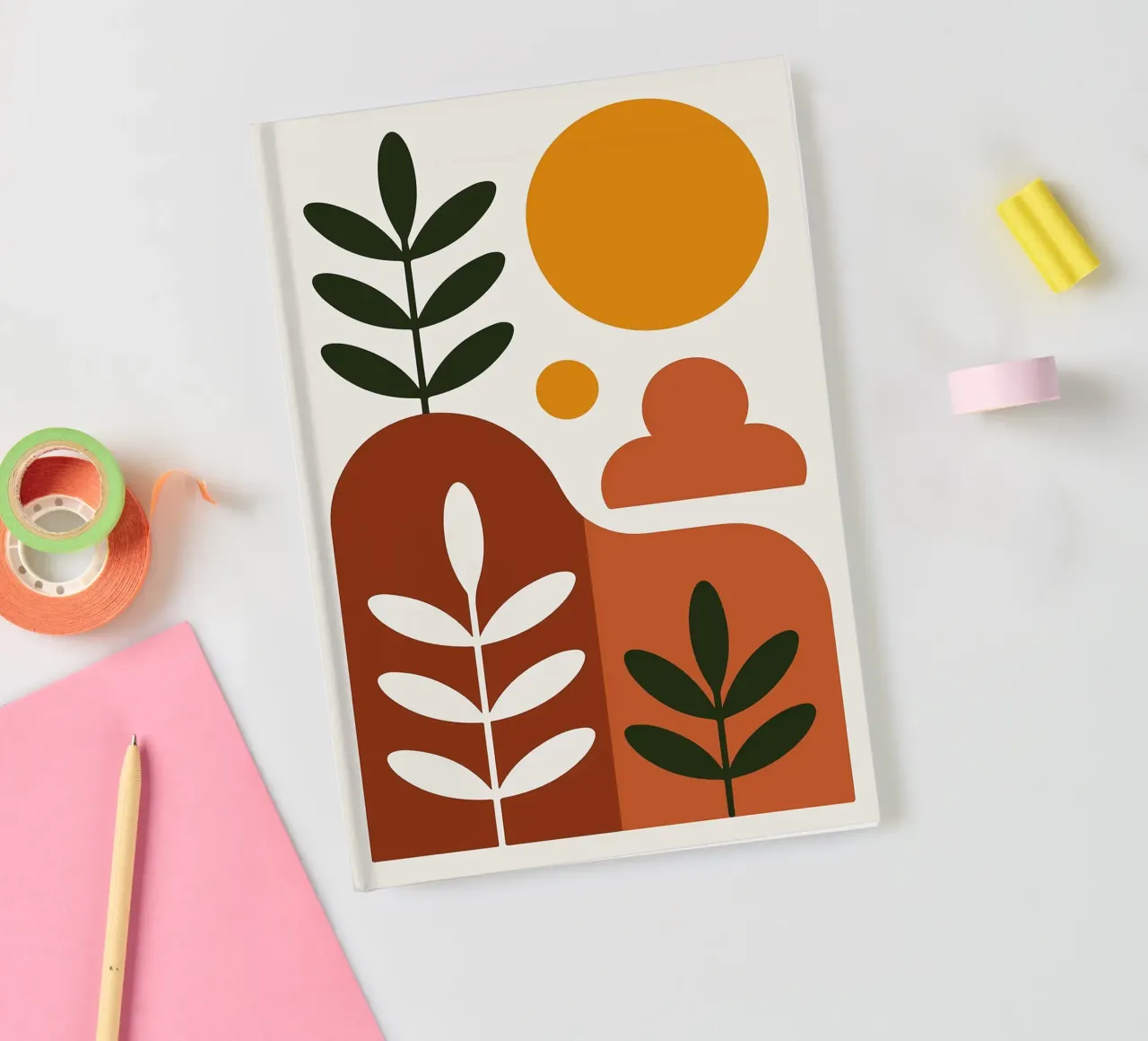Abstract Botanical Landscape Art Print notebook by Damion Francis