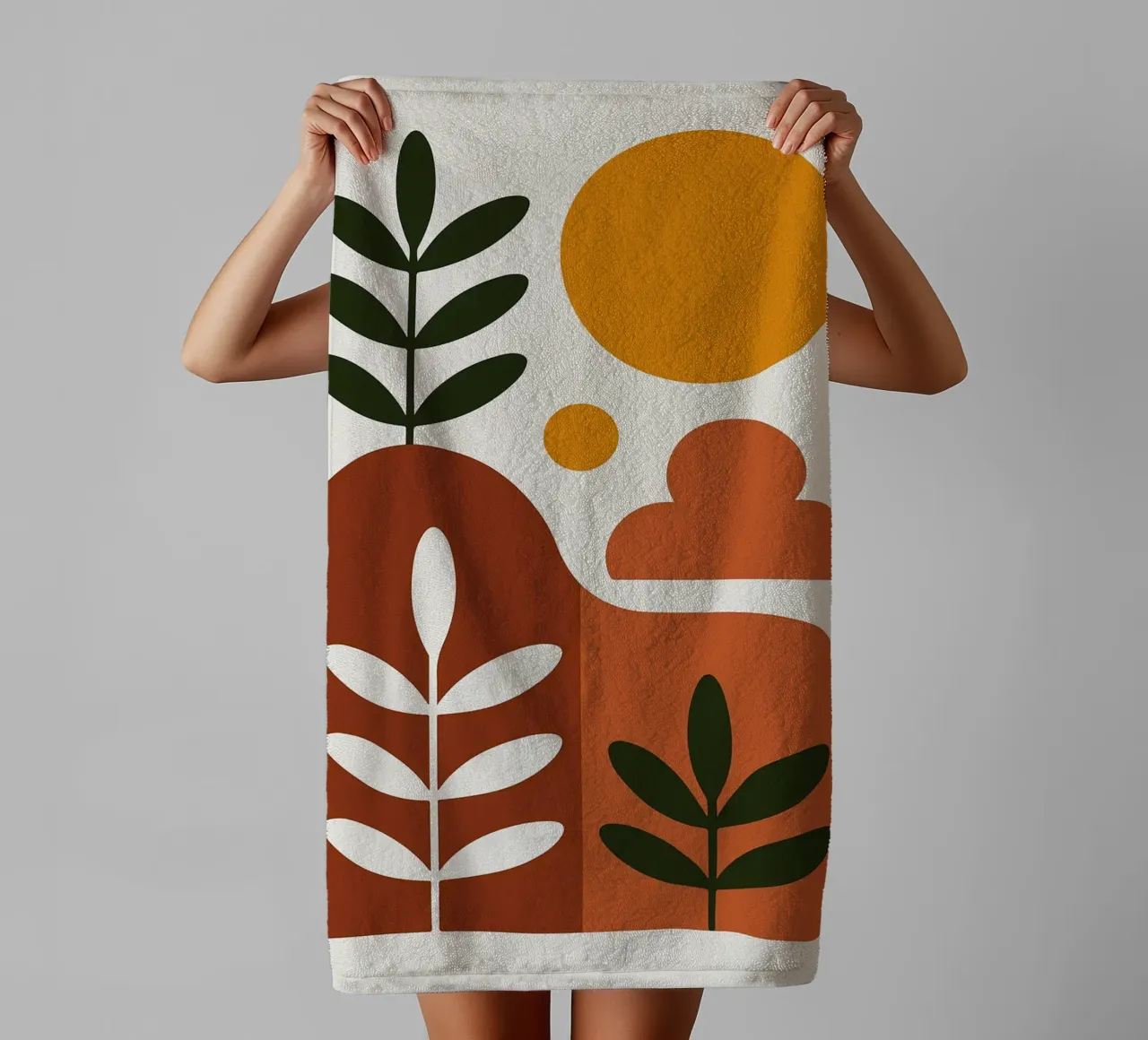 Abstract Botanisch Landschap Kunstdruk badhanddoek van Damion Francis