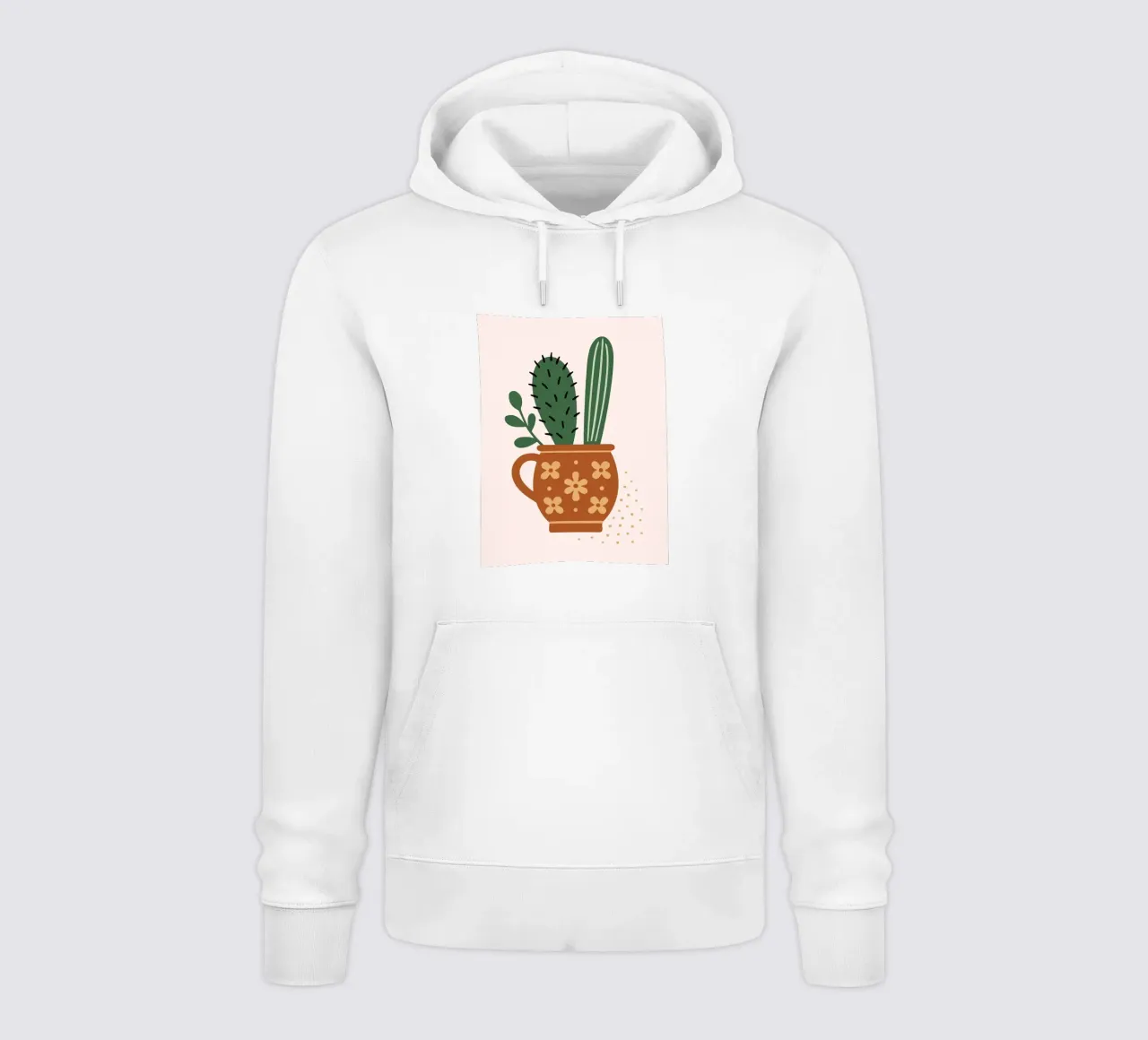 Illustrazione di un cactus in una tazza felpa con cappuccio da Damion Francis