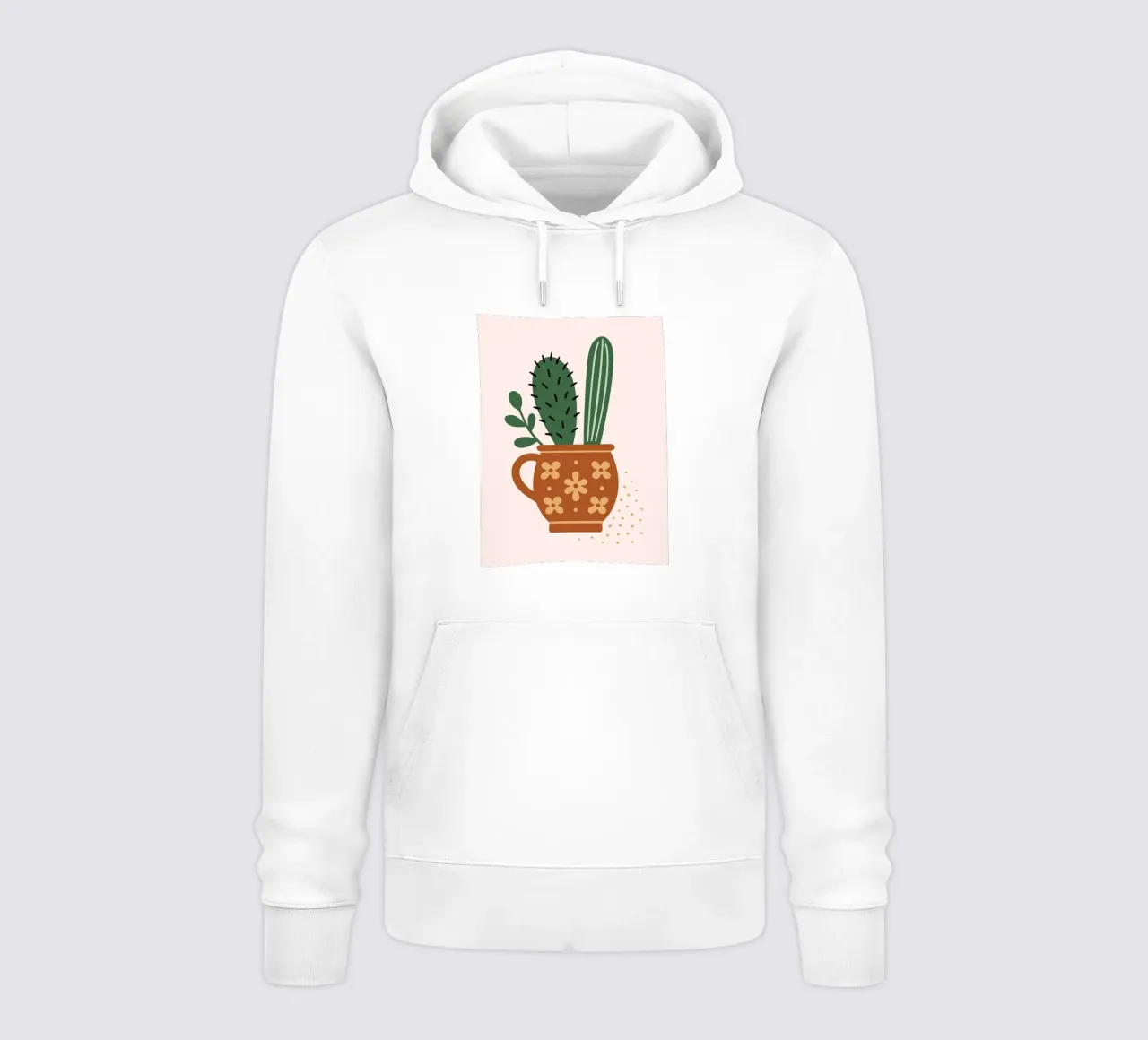 Illustrazione di un cactus in una tazza felpa con cappuccio da Damion Francis