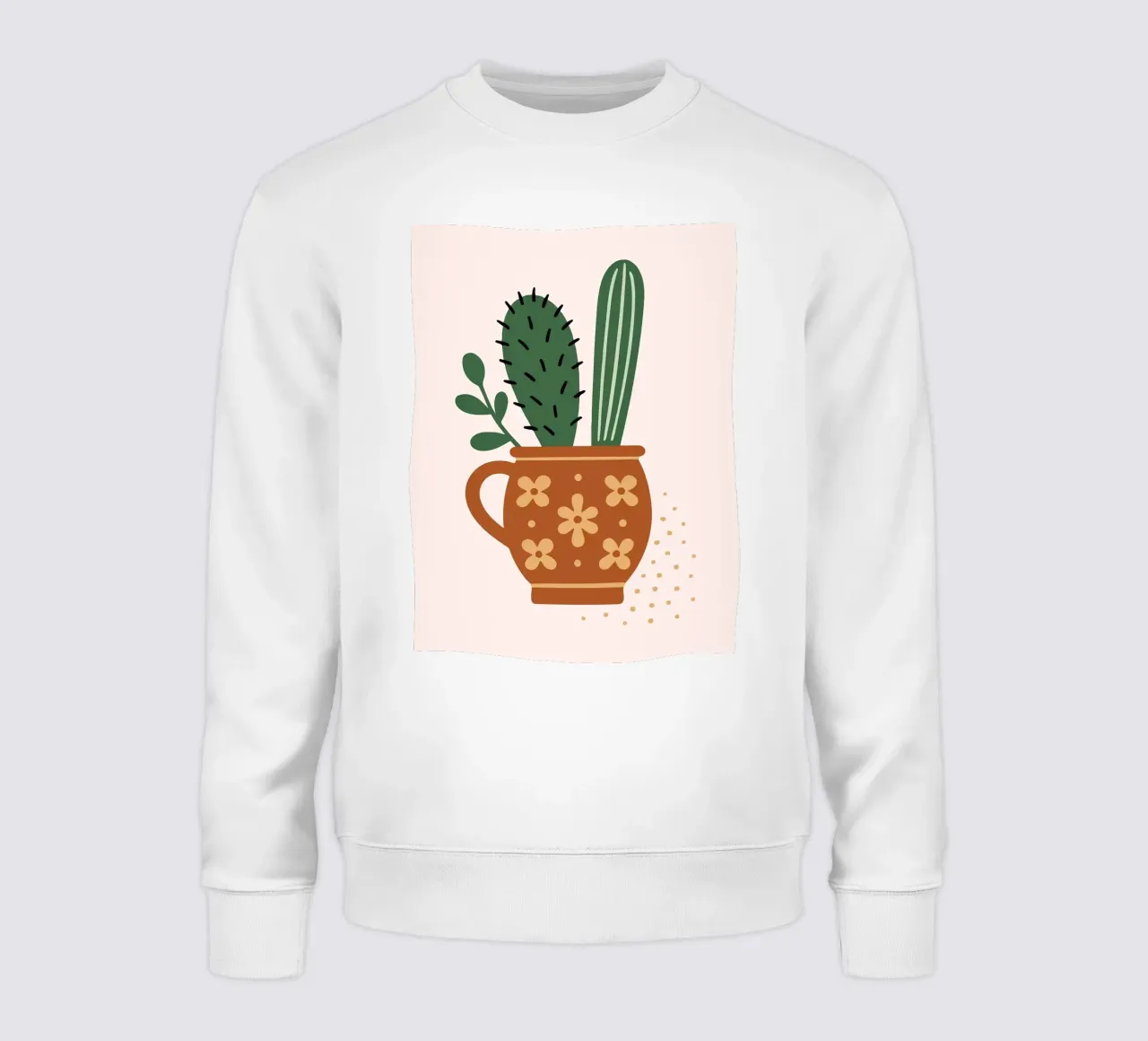 Illustrazione di un cactus in una tazza felpa da Damion Francis