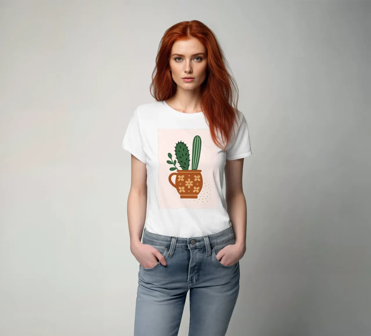 Illustrazione di un cactus in una tazza t-shirt da Damion Francis
