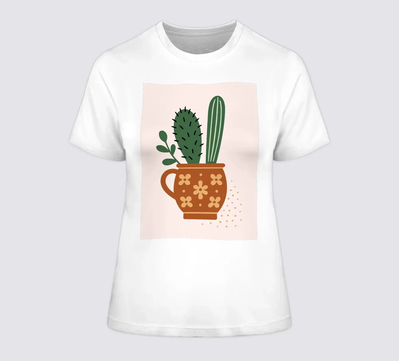 Illustrazione di un cactus in una tazza t-shirt da donna da Damion Francis
