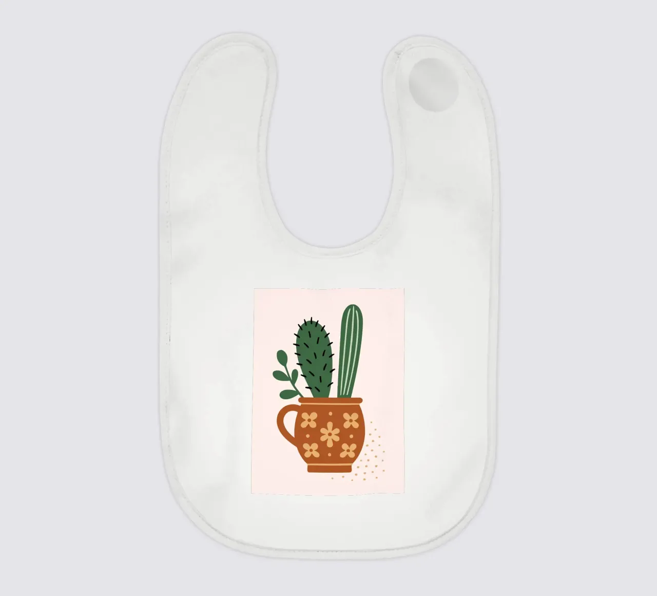 Illustrazione di un cactus in una tazza bavaglino da Damion Francis