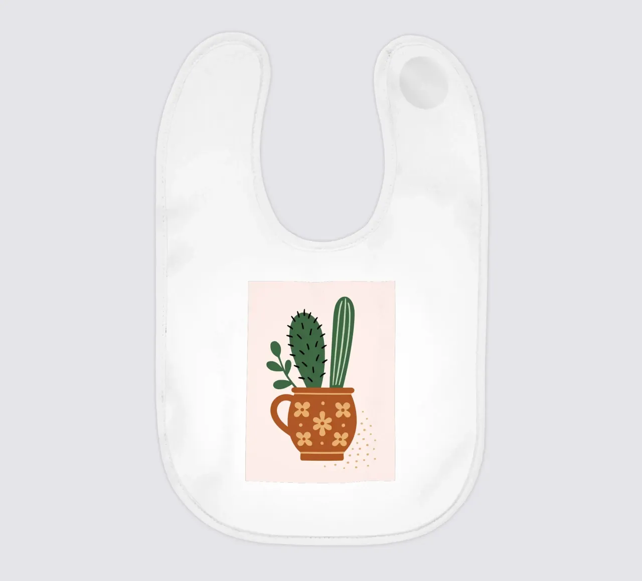 Illustrazione di un cactus in una tazza bavaglino da Damion Francis