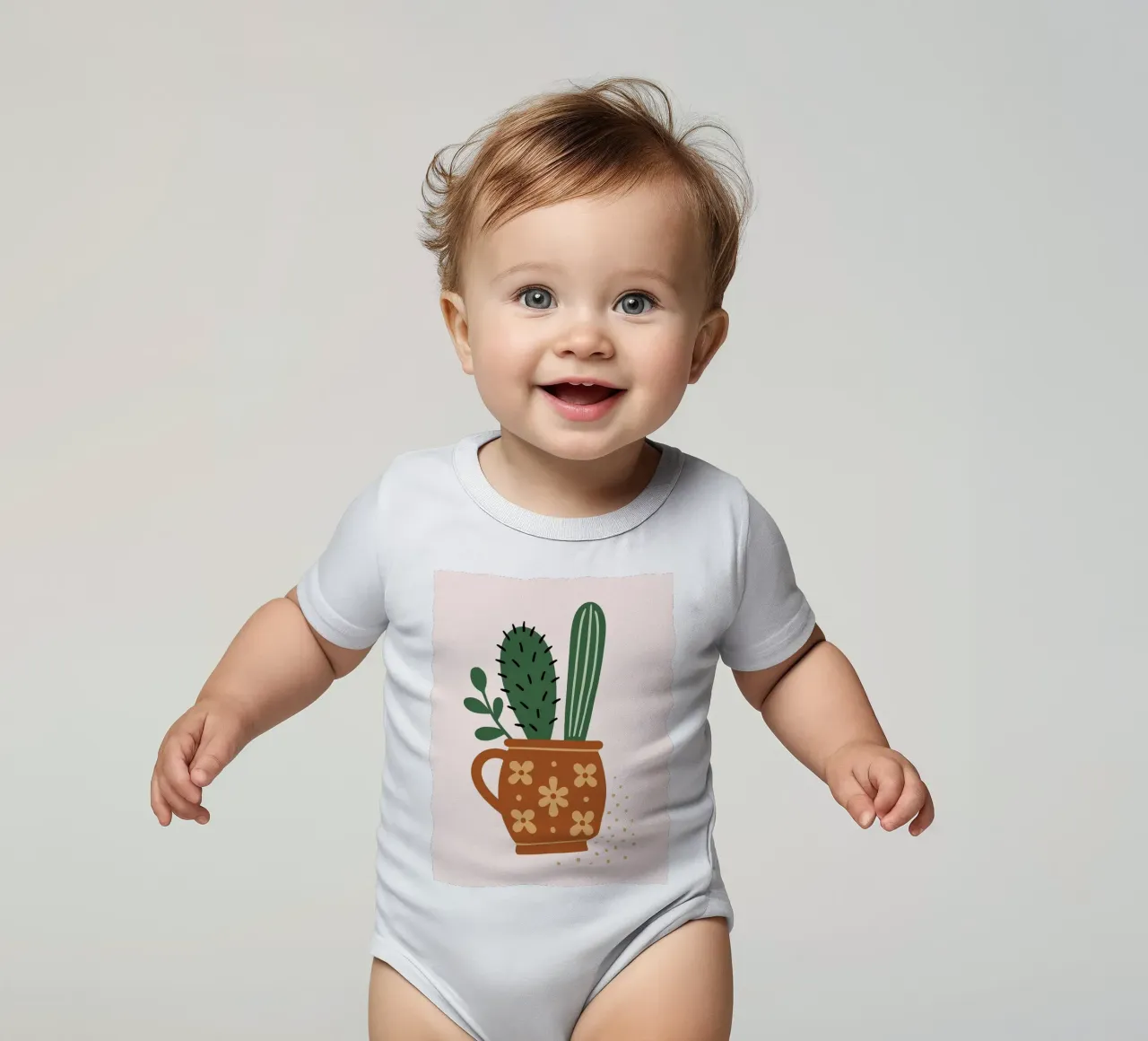 Ilustración de un cactus en una taza body de bebé de Damion Francis