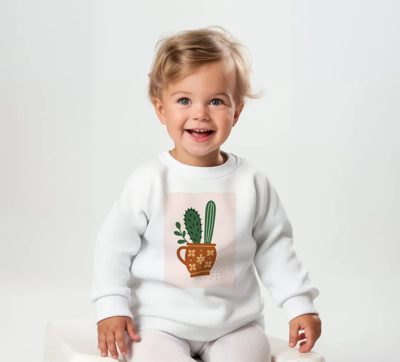 Illustrazione di un cactus in una tazza felpa neonato da Damion Francis