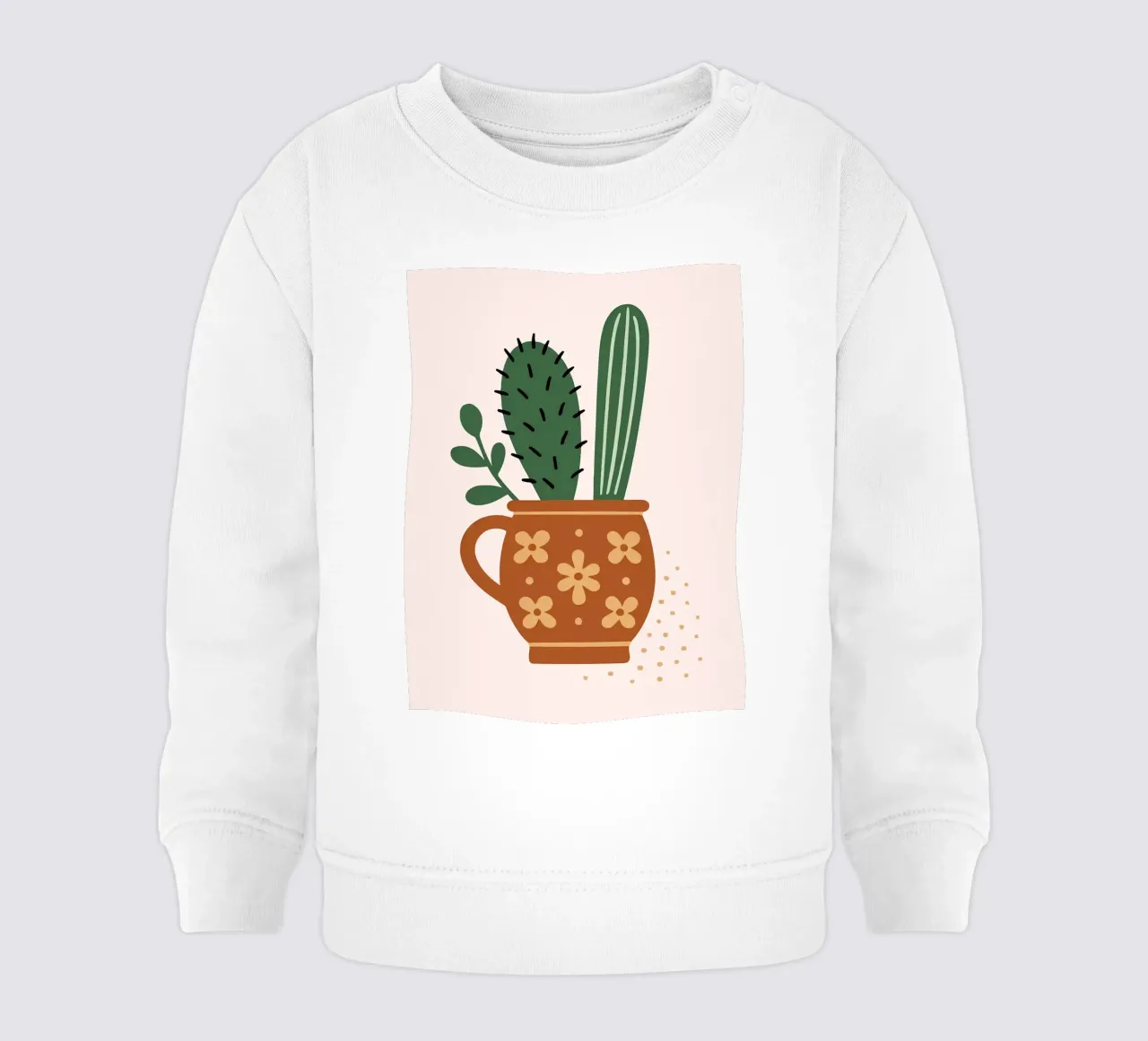 Illustrazione di un cactus in una tazza felpa neonato da Damion Francis