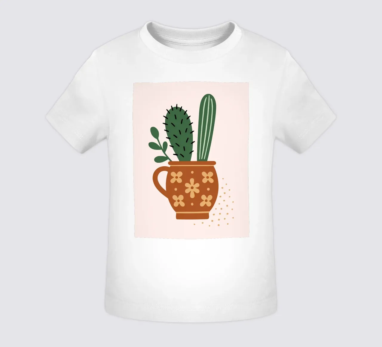 Illustrazione di un cactus in una tazza maglietta neonato da Damion Francis