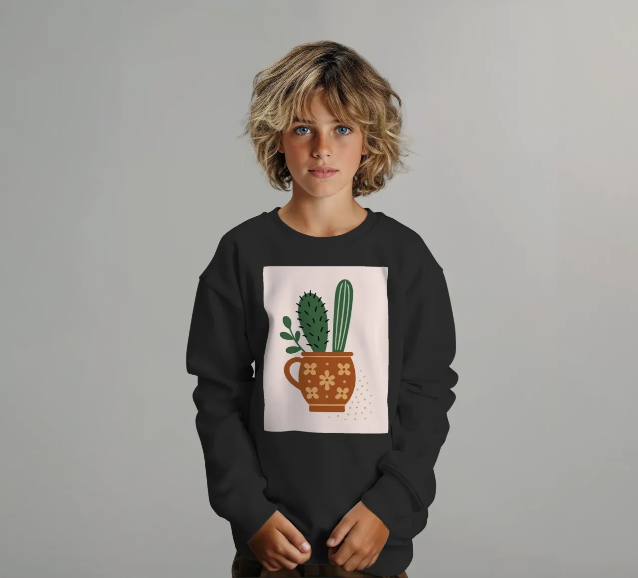Illustrazione di un cactus in una tazza felpa bambino da Damion Francis