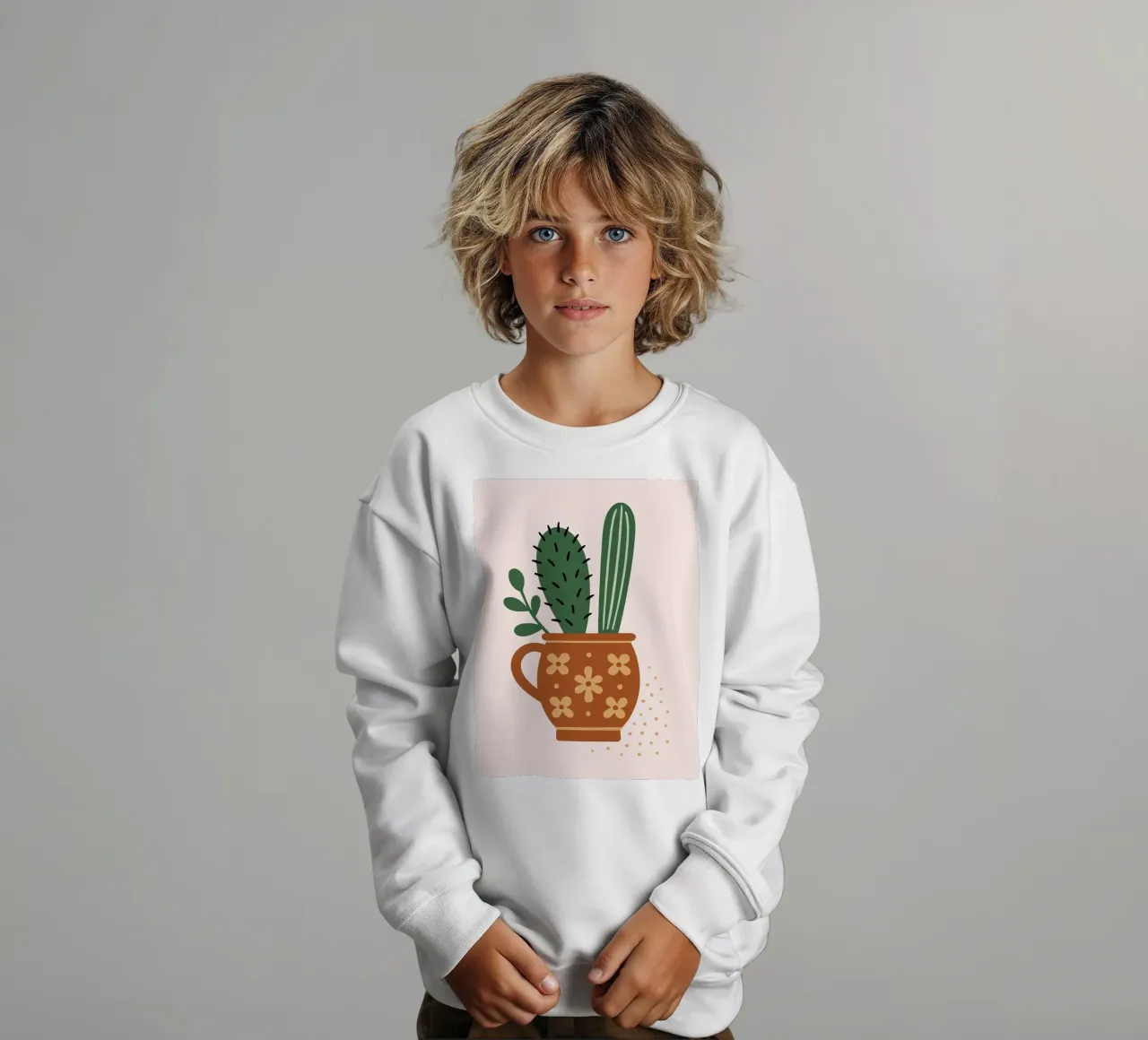 Illustrazione di un cactus in una tazza felpa bambino da Damion Francis