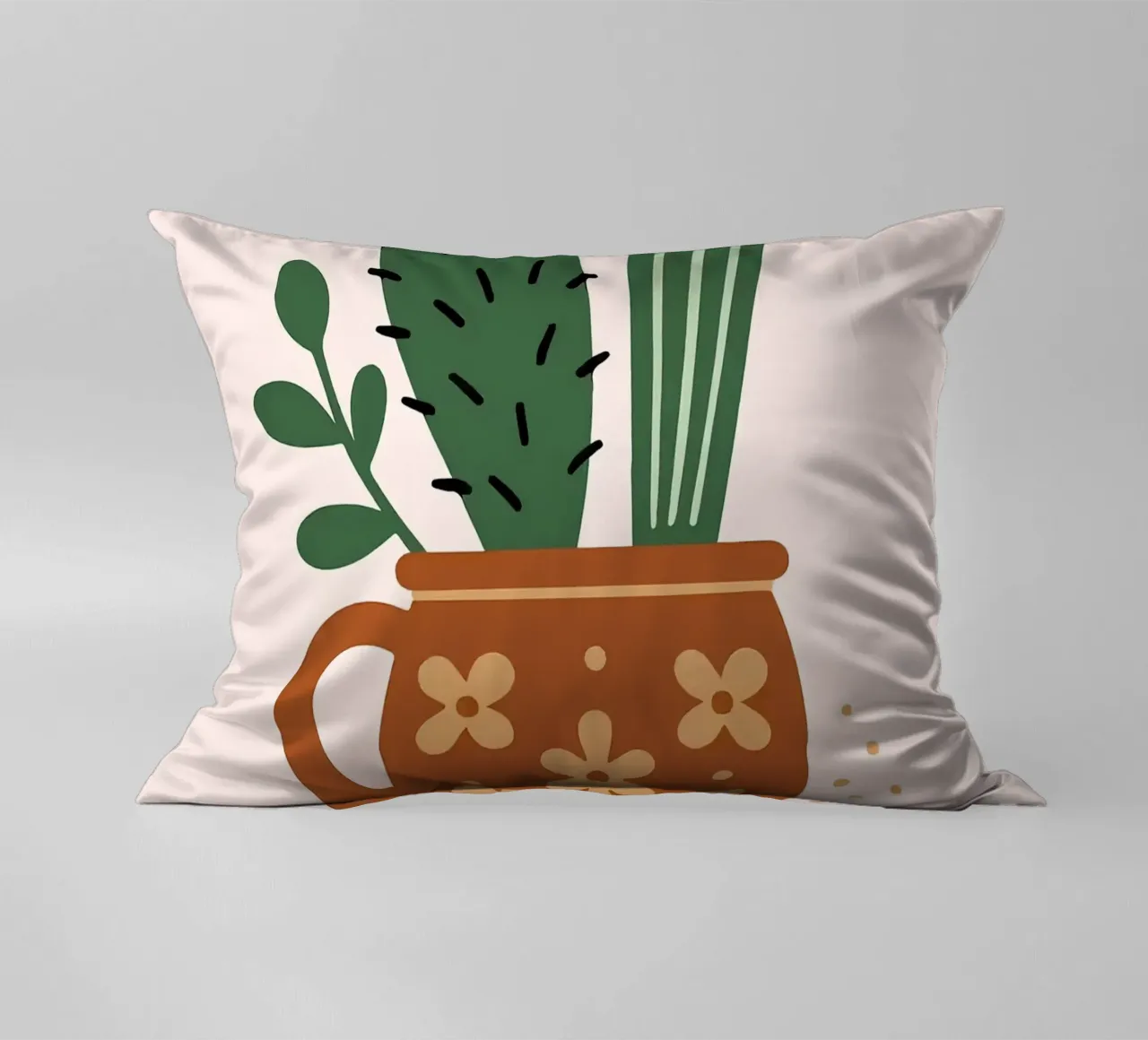 Illustrazione di un cactus in una tazza cuscino da Damion Francis