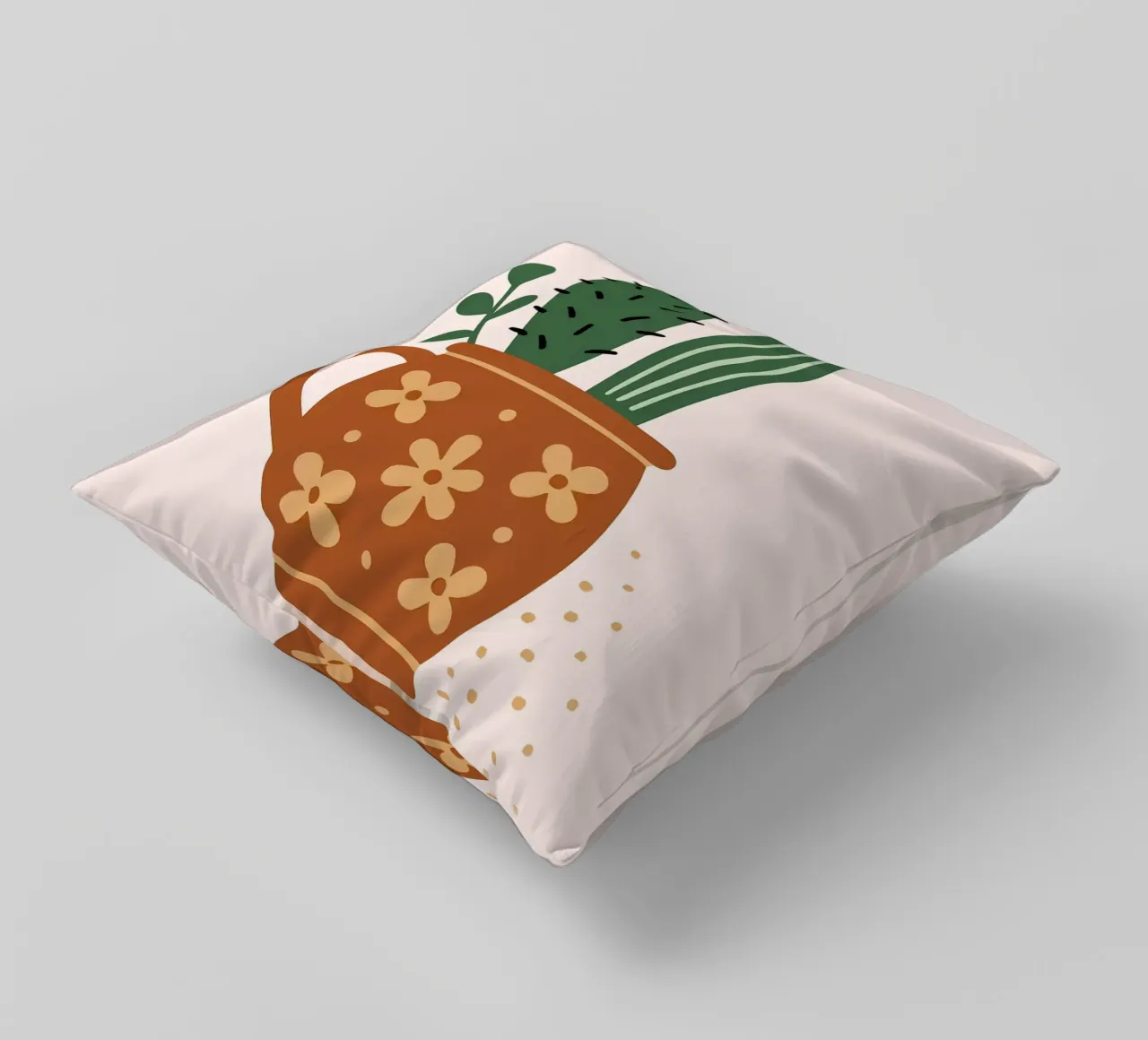 Illustrazione di un cactus in una tazza cuscino da Damion Francis