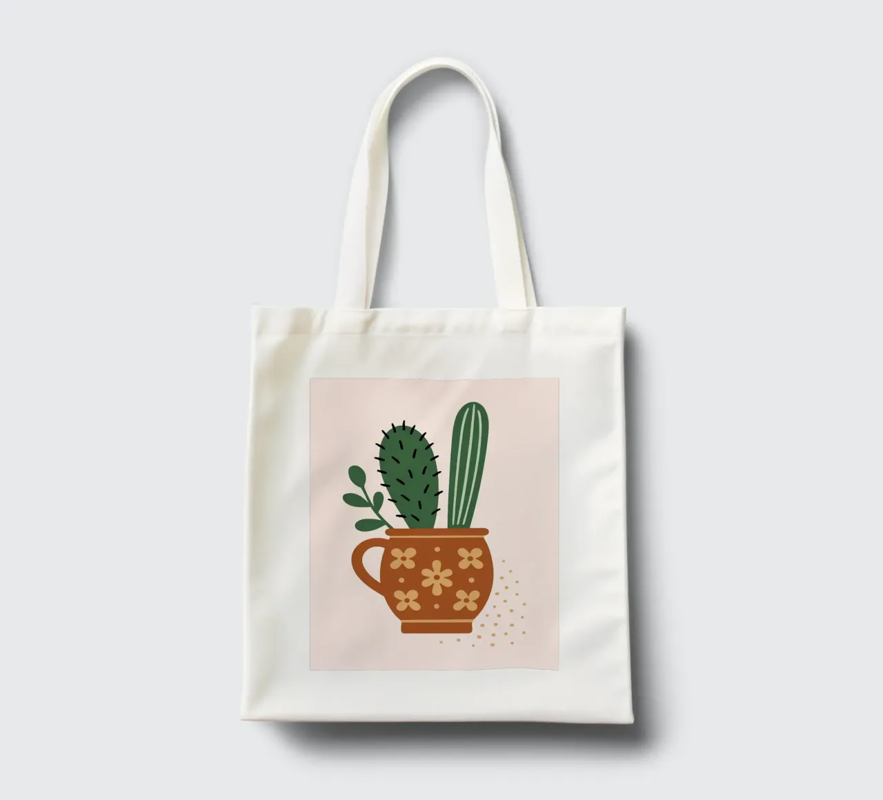 Illustrazione di un cactus in una tazza borsa in juta da Damion Francis