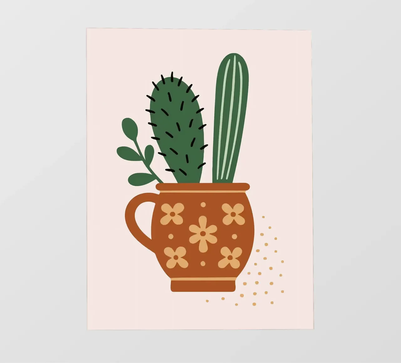 Illustrazione di un cactus in una tazza telo in pvc da Damion Francis