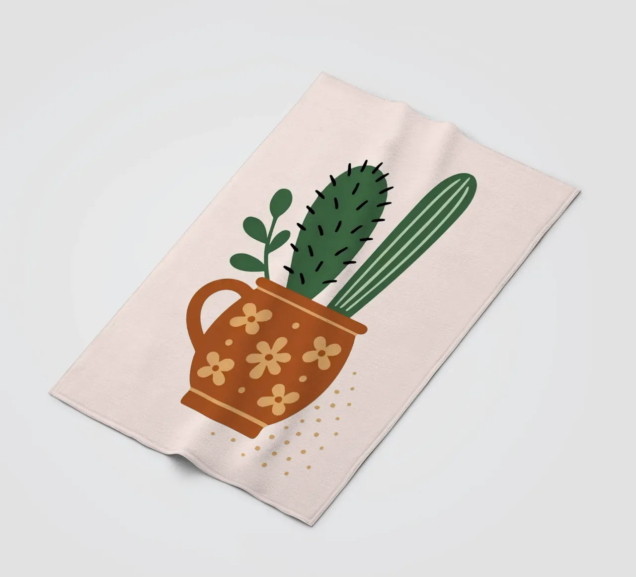 Illustrazione di un cactus in una tazza coperta in pile da Damion Francis
