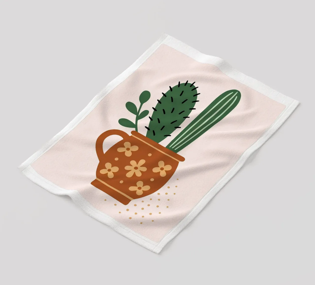 Illustrazione di un cactus in una tazza coperta in pile da Damion Francis