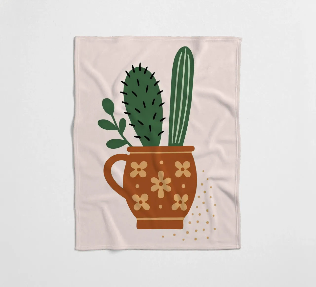 Illustrazione di un cactus in una tazza coperta in pile da Damion Francis