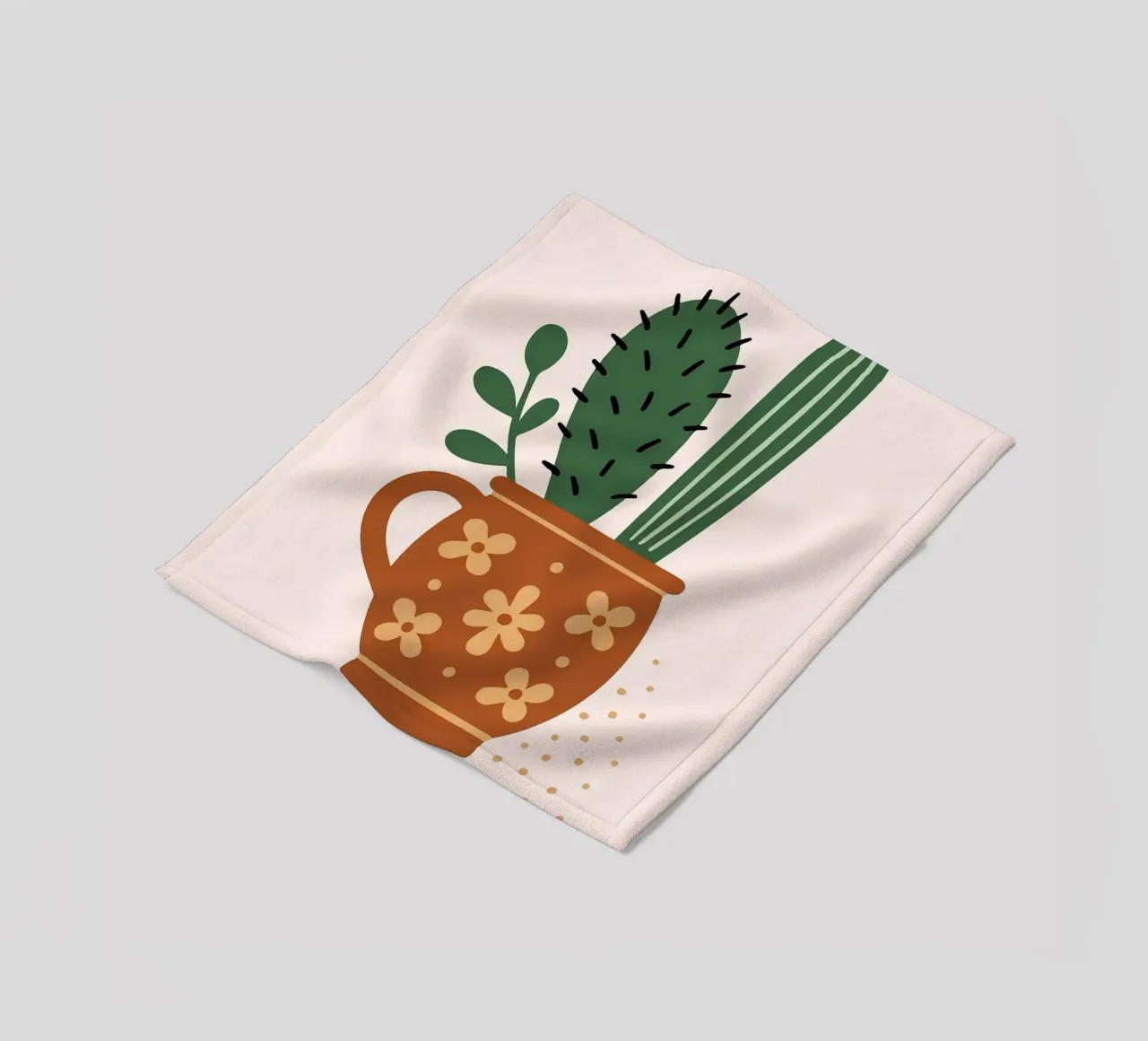 Illustrazione di un cactus in una tazza coperta in pile da Damion Francis