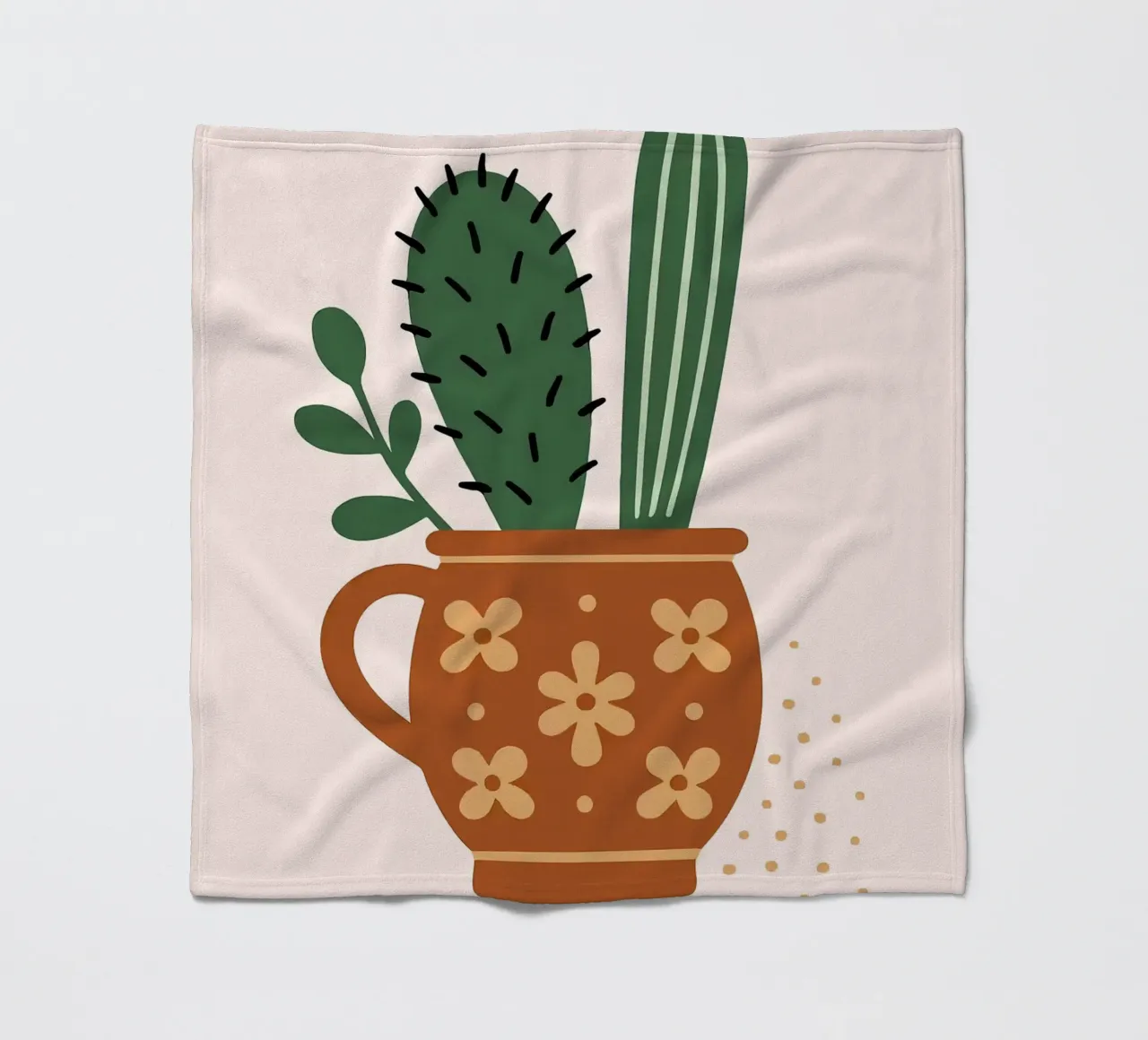 Illustrazione di un cactus in una tazza coperta in pile da Damion Francis