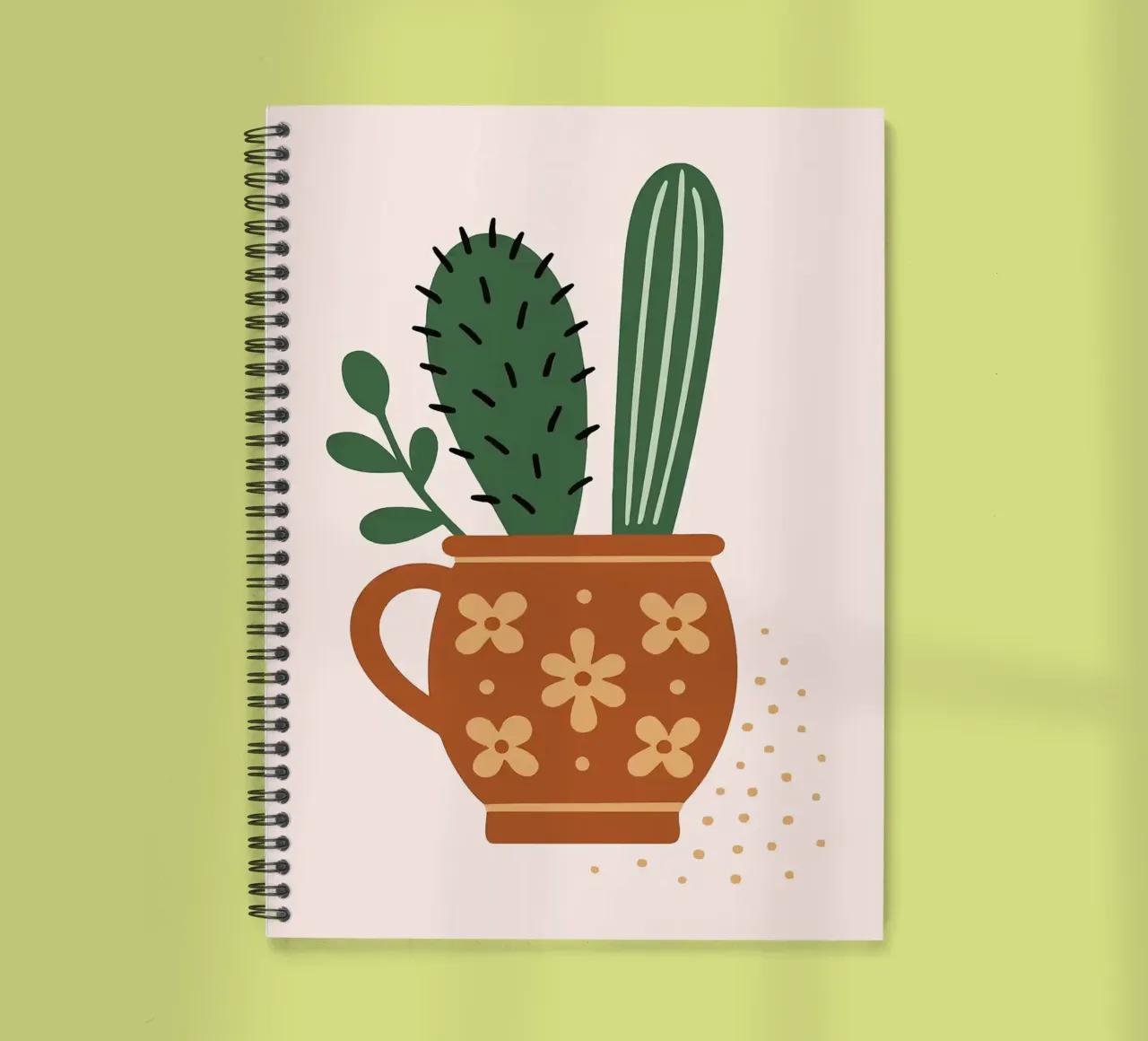 Illustrazione di un cactus in una tazza diario ad anelli da Damion Francis