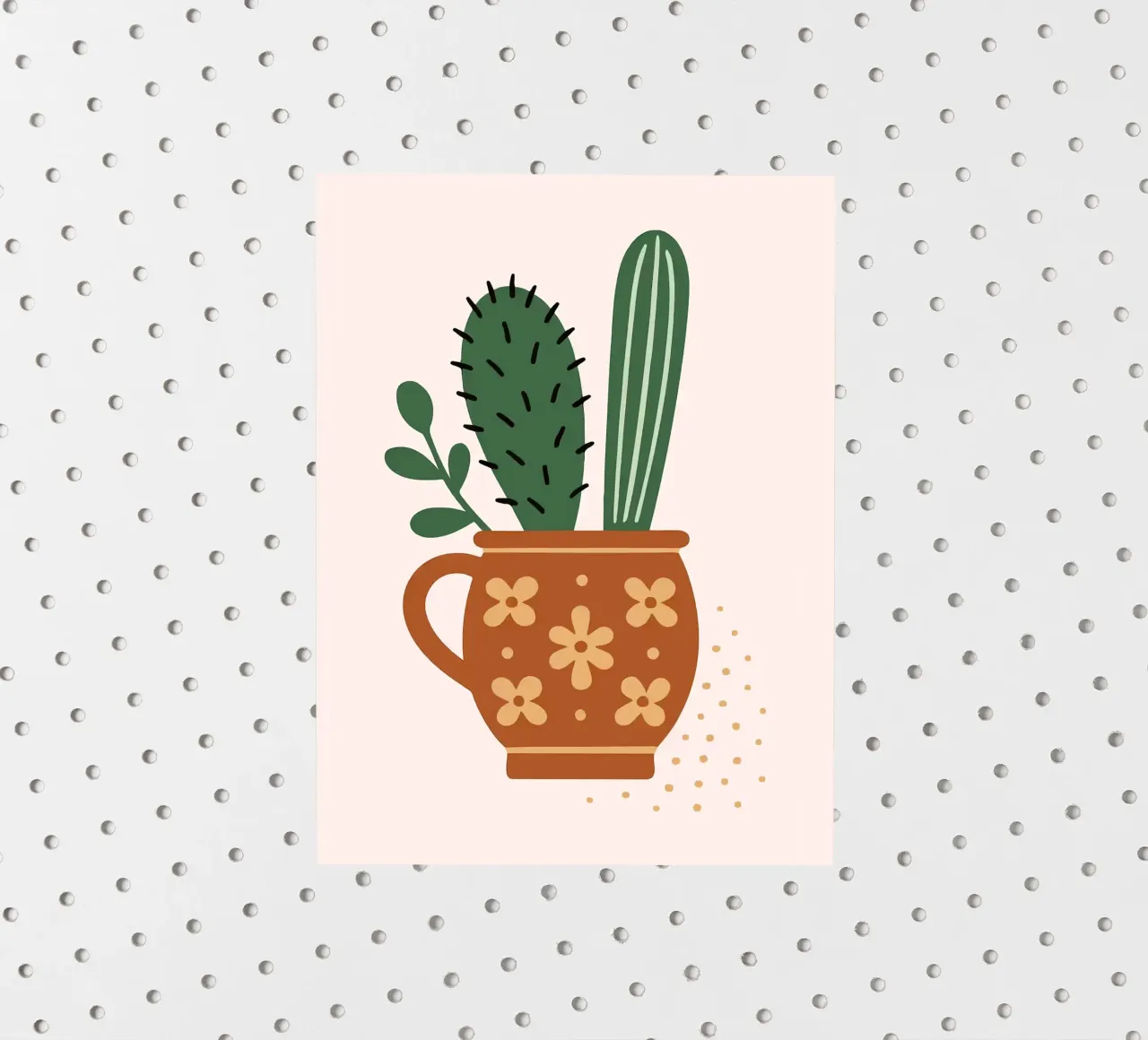 Illustrazione di un cactus in una tazza adesivo da Damion Francis