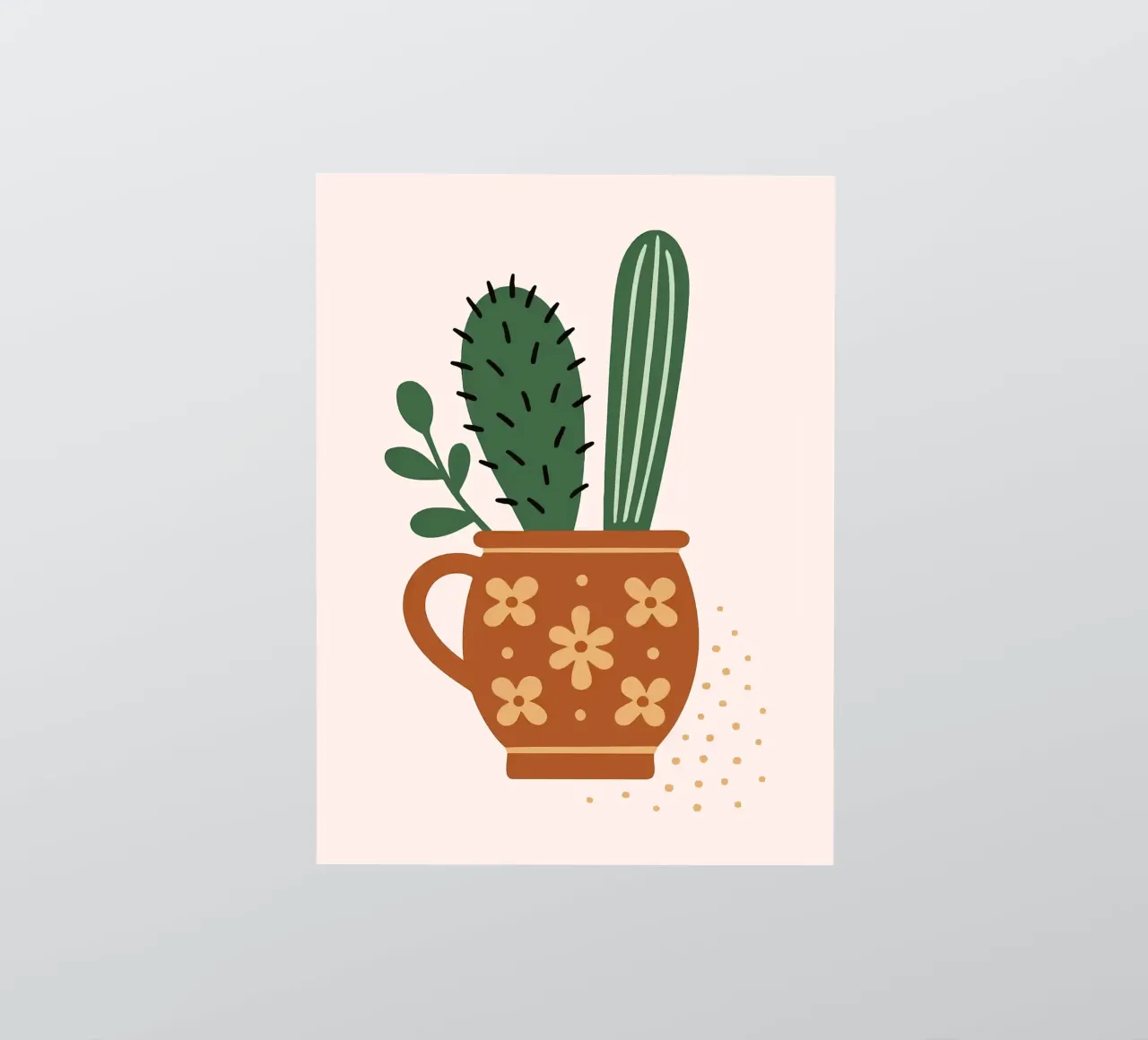 Illustrazione di un cactus in una tazza adesivo da Damion Francis