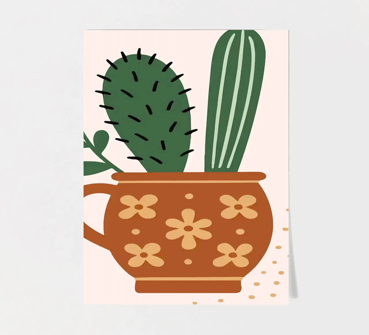 Illustrazione di un cactus in una tazza foglio adesivo da Damion Francis