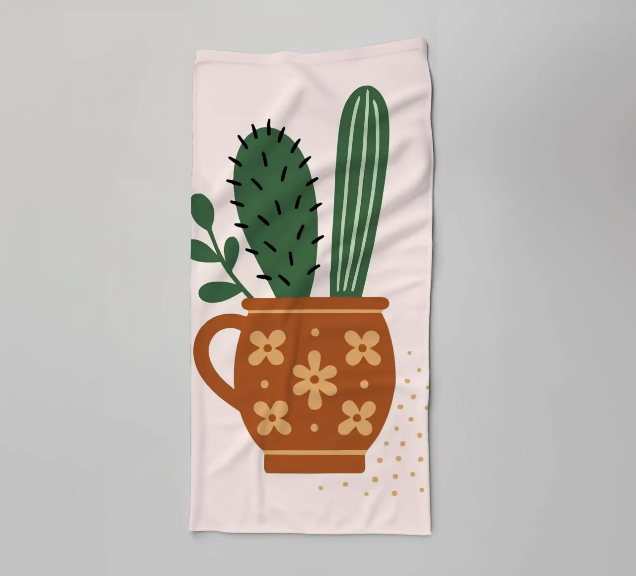 Illustration d'un cactus dans une tasse serviette de bain de Damion Francis