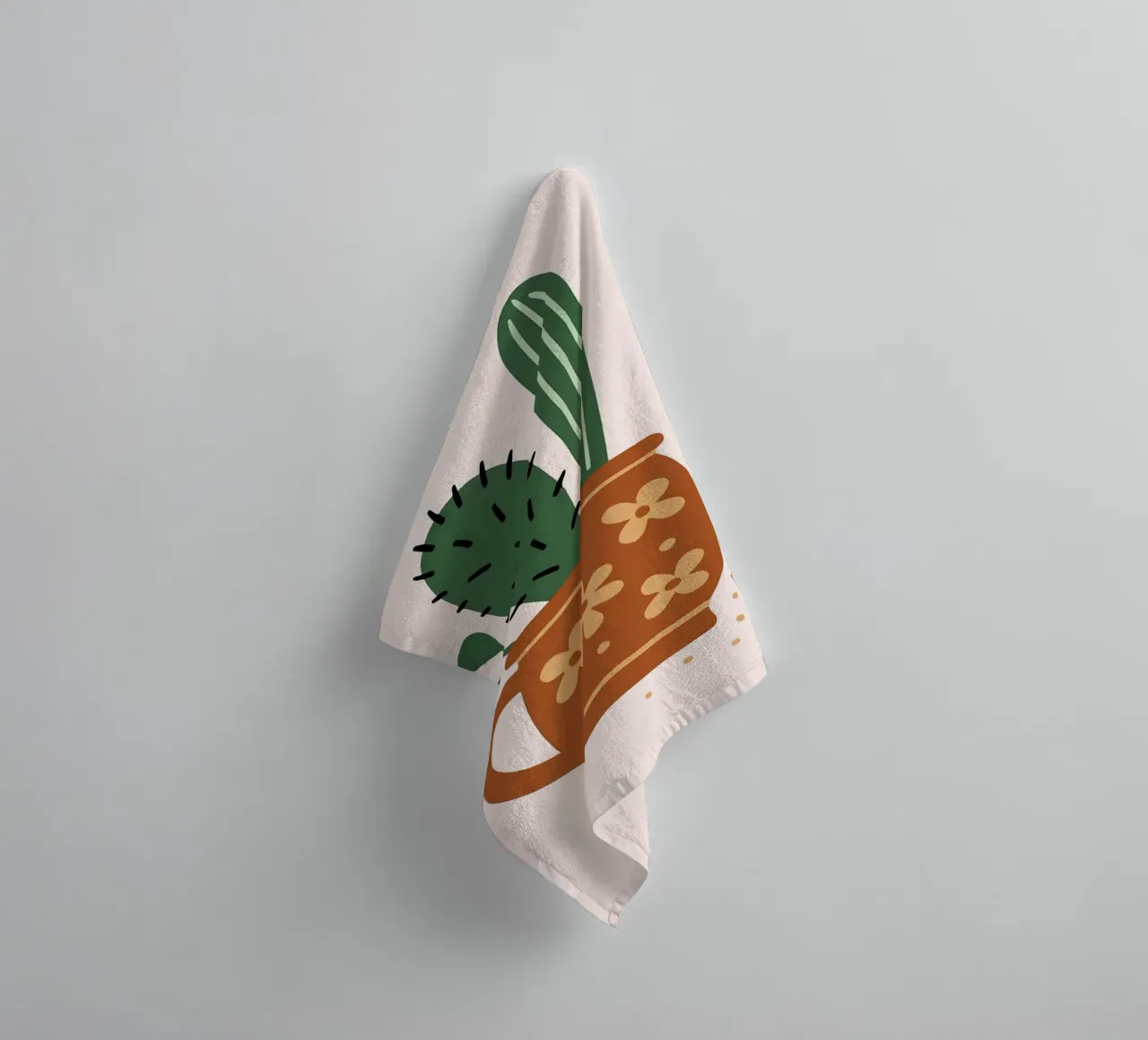 Illustration d'un cactus dans une tasse serviette de bain de Damion Francis