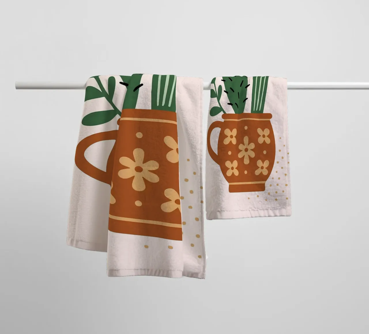 Illustration d'un cactus dans une tasse serviette de bain de Damion Francis