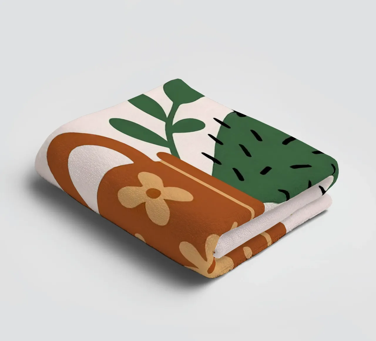 Illustration d'un cactus dans une tasse serviette de bain de Damion Francis
