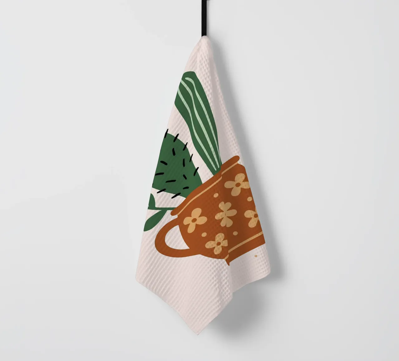 Illustration d'un cactus dans une tasse torchon de Damion Francis