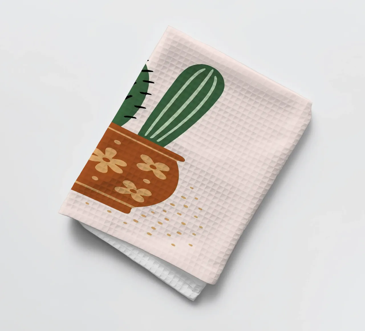 Illustration d'un cactus dans une tasse torchon de Damion Francis