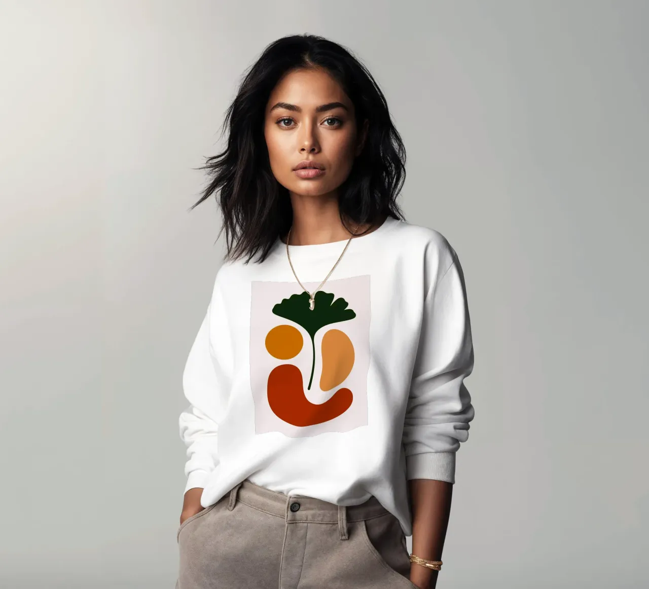 Arte botánico abstracto con hoja de ginkgo sudadera de Damion Francis