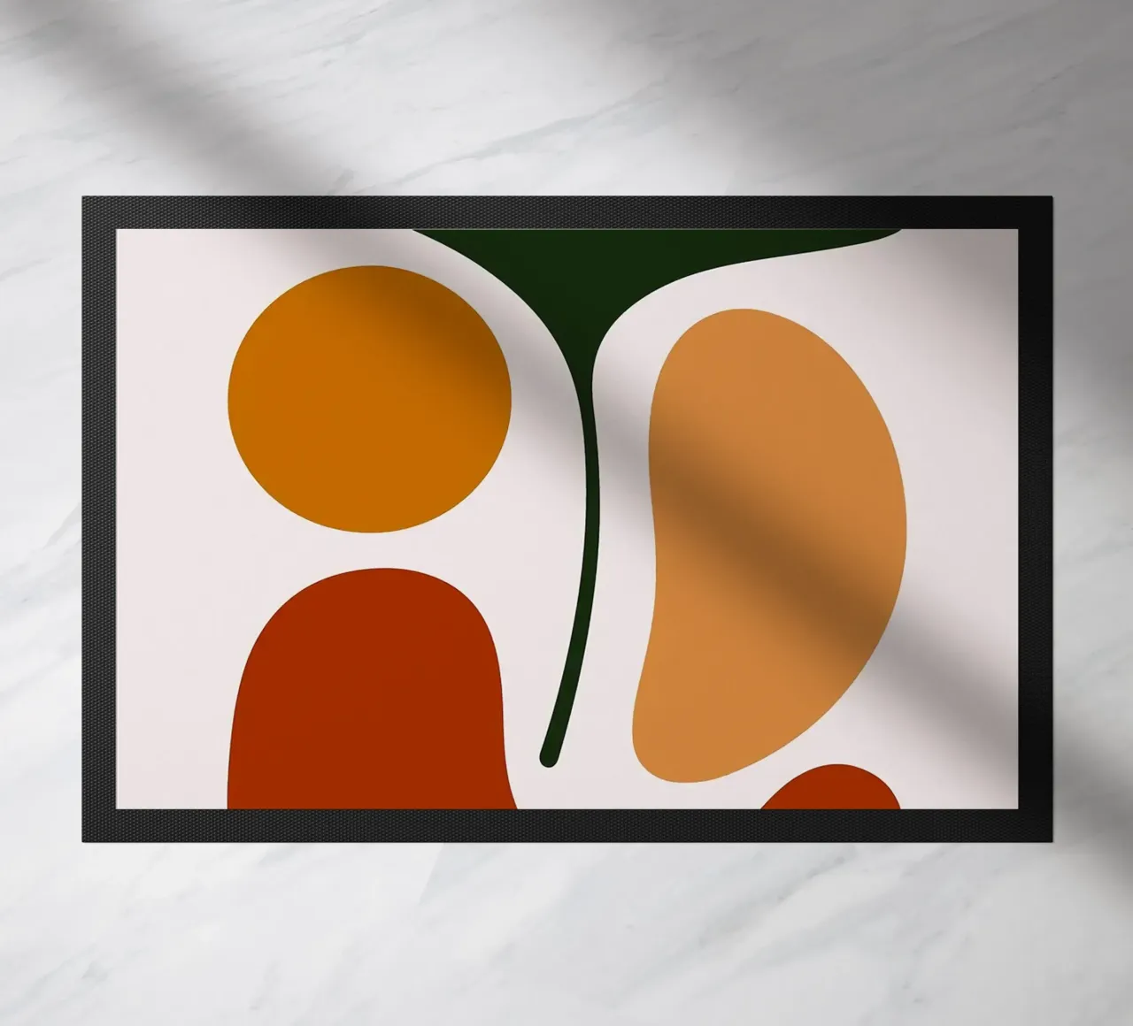 Abstract Botanical Art with Ginkgo Leaf doormat by Damion Francis
