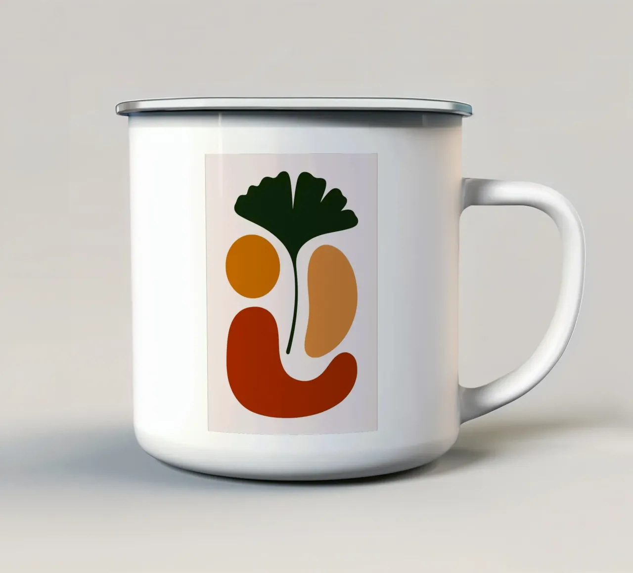 Arte botanica astratta con foglie di Ginkgo tazza in smalto da Damion Francis