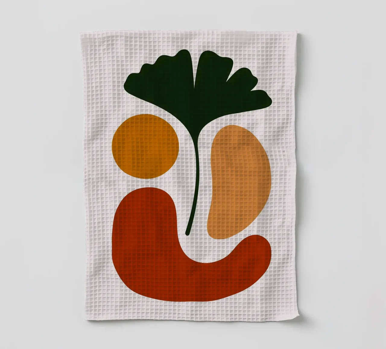 Abstract Botanical Art with Ginkgo Leaf tea towel by Damion Francis