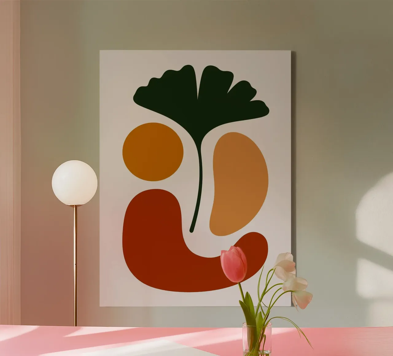 Abstract Botanical Art with Ginkgo Leaf canvas by Damion Francis