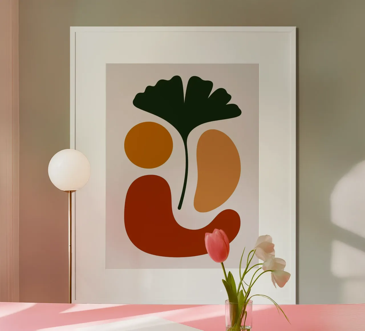 Abstract Botanical Art with Ginkgo Leaf hahnemühle by Damion Francis