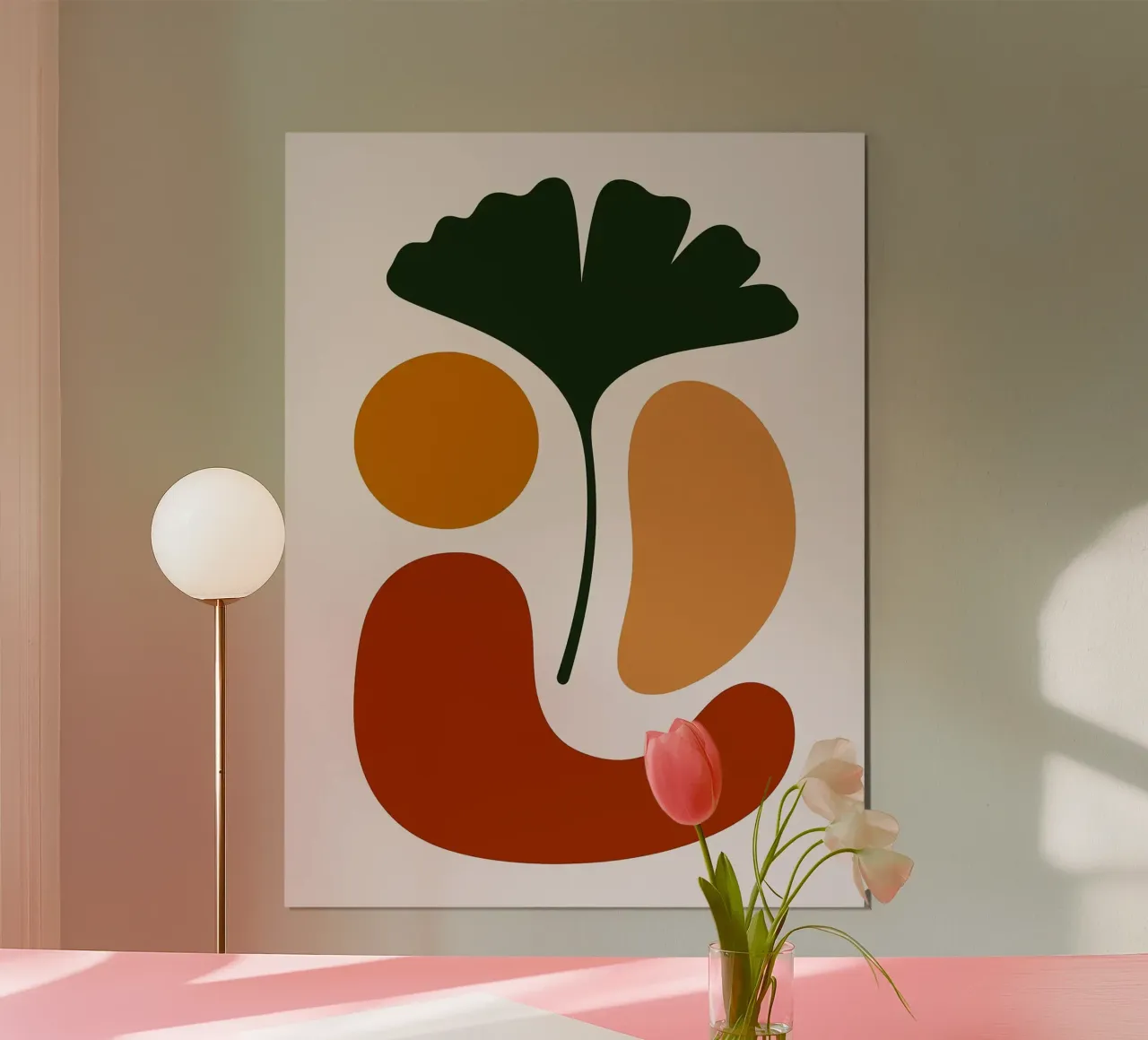 Abstract Botanical Art with Ginkgo Leaf hahnemühle by Damion Francis