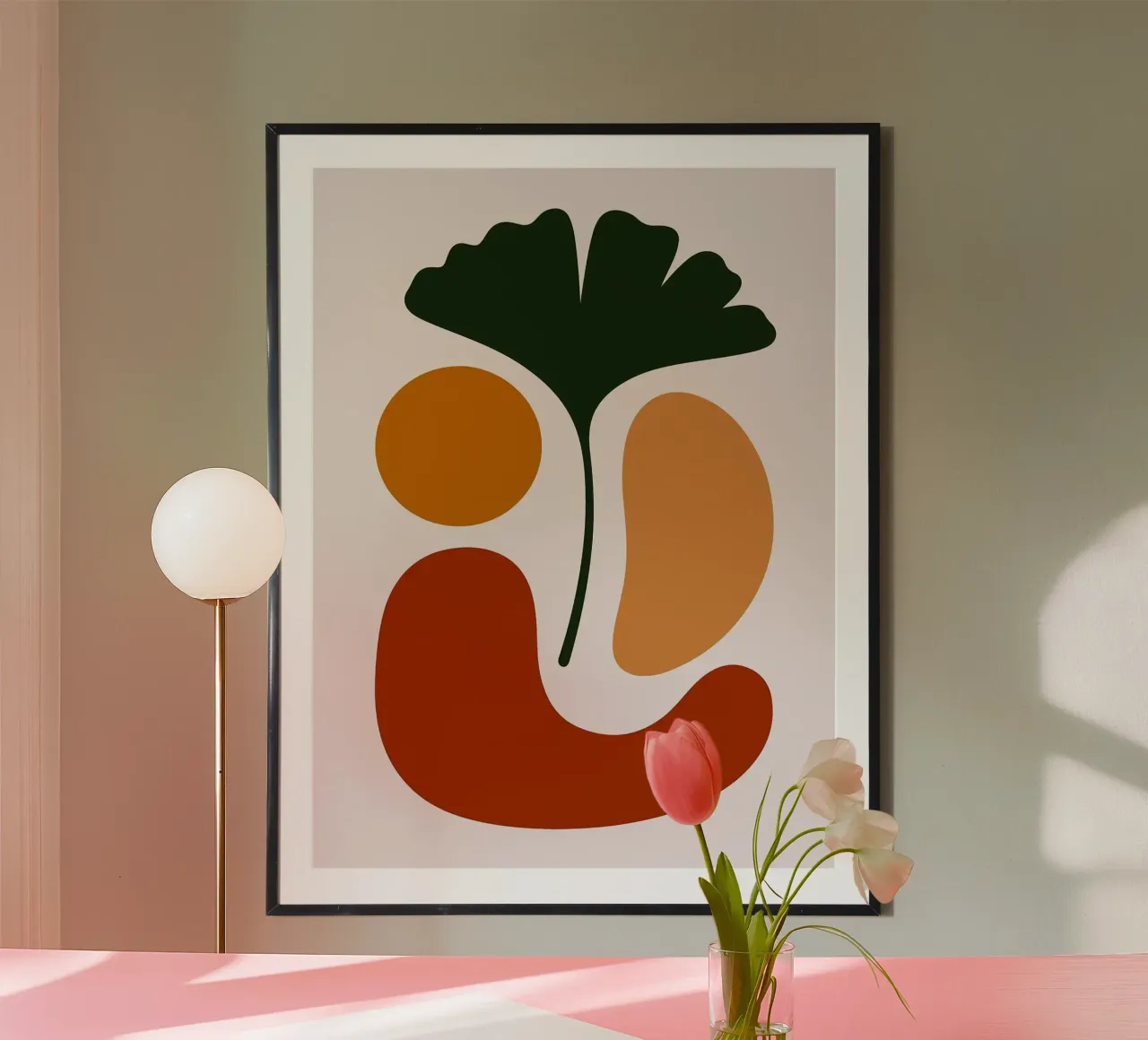 Abstract Botanical Art with Ginkgo Leaf hahnemühle by Damion Francis