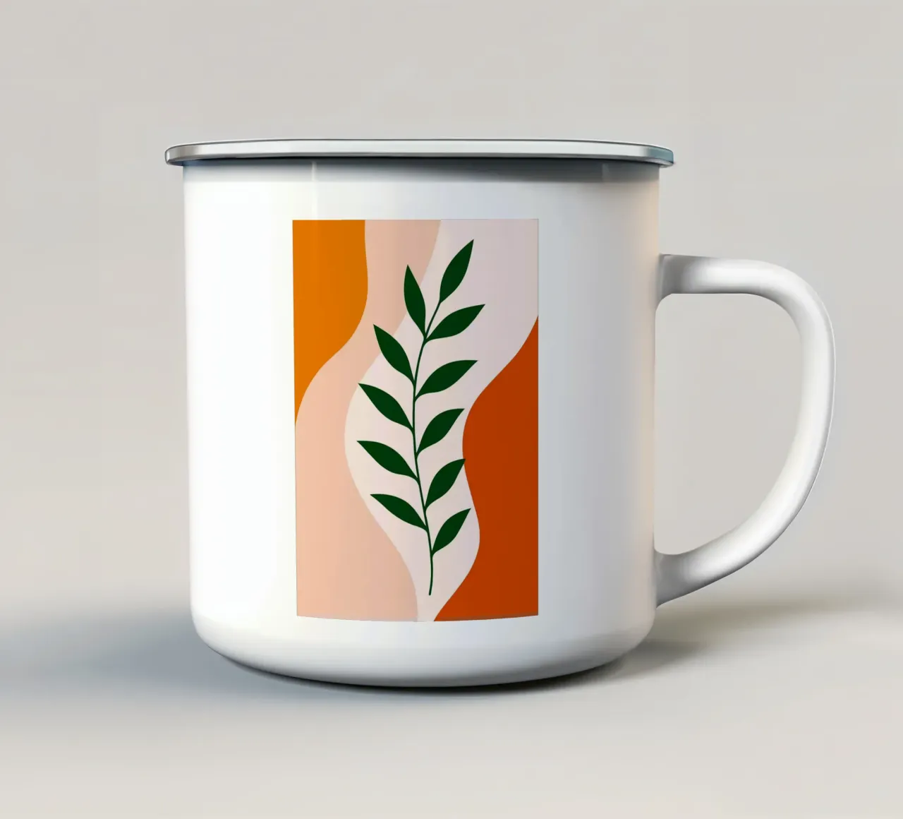 Abstracte botanische kunst met groene bladeren emaille mok van Damion Francis