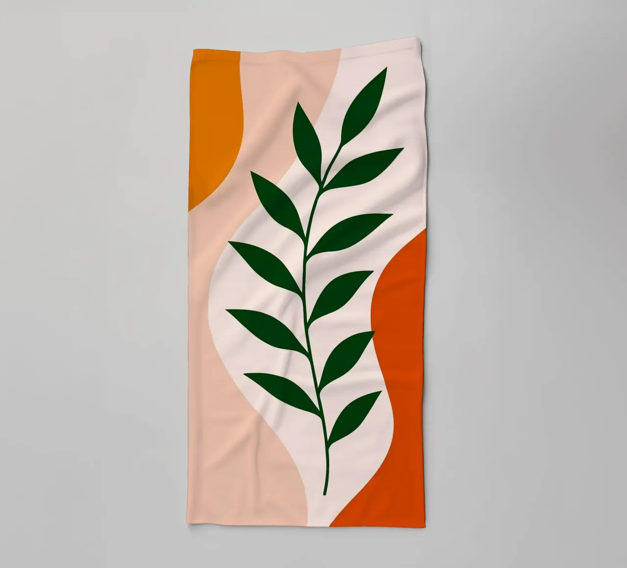 Abstract Botanical Art with Green Leaves towel by Damion Francis