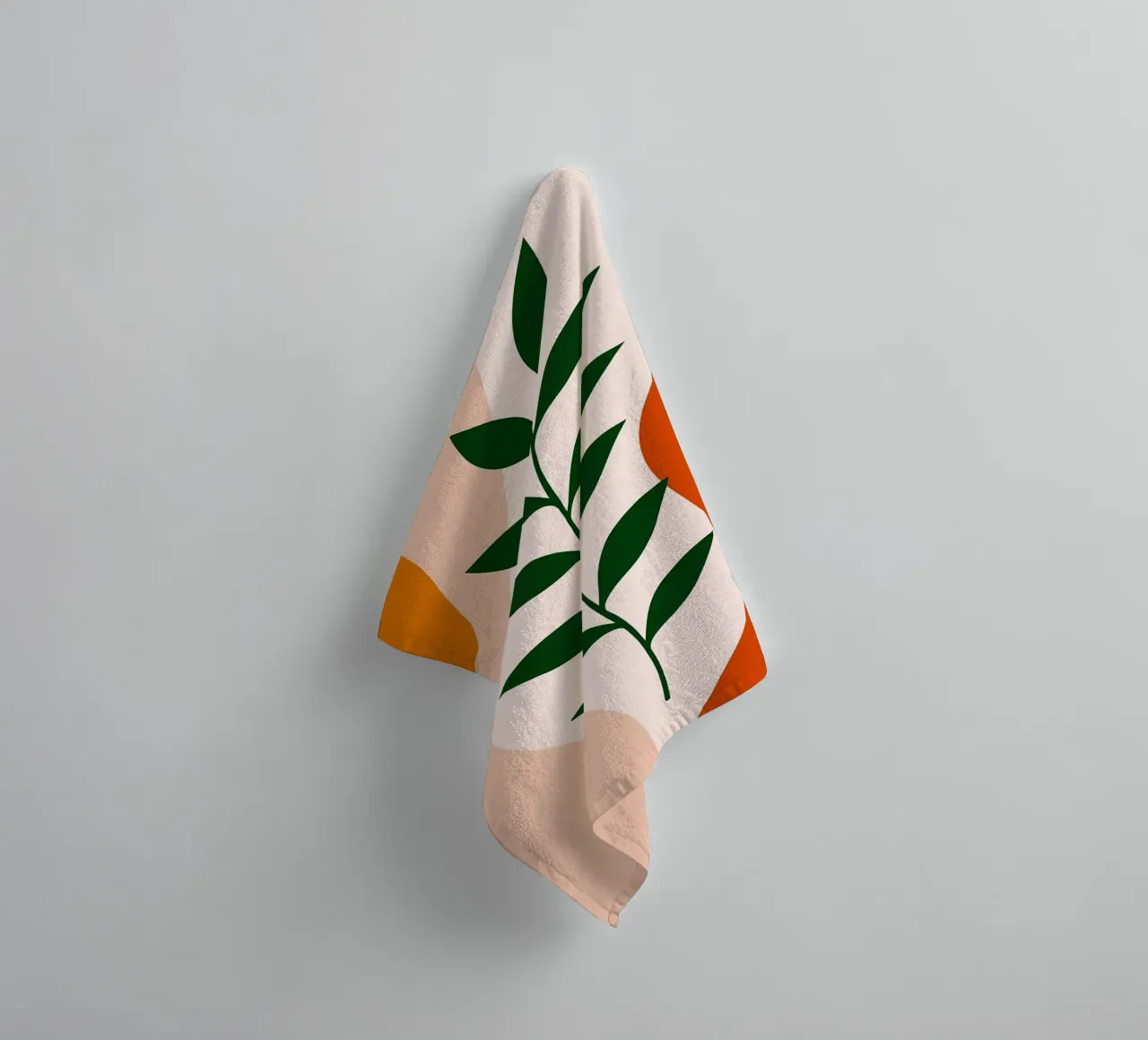 Abstract Botanical Art with Green Leaves towel by Damion Francis