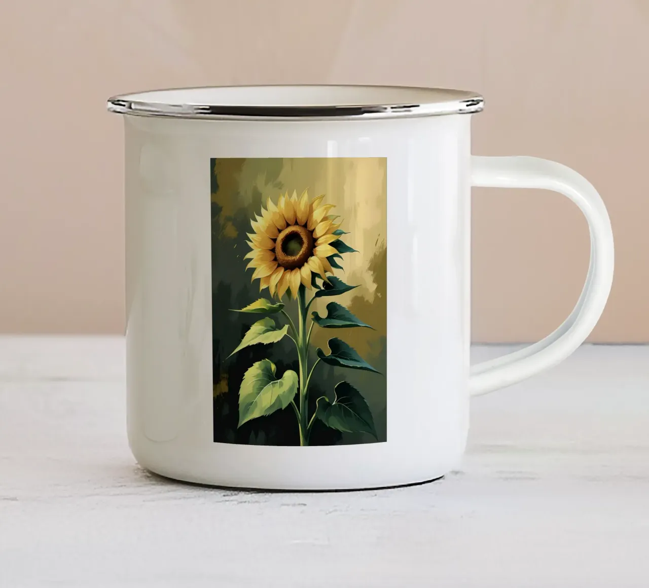 Girasole d'oro tazza in smalto da Bloom And Brush