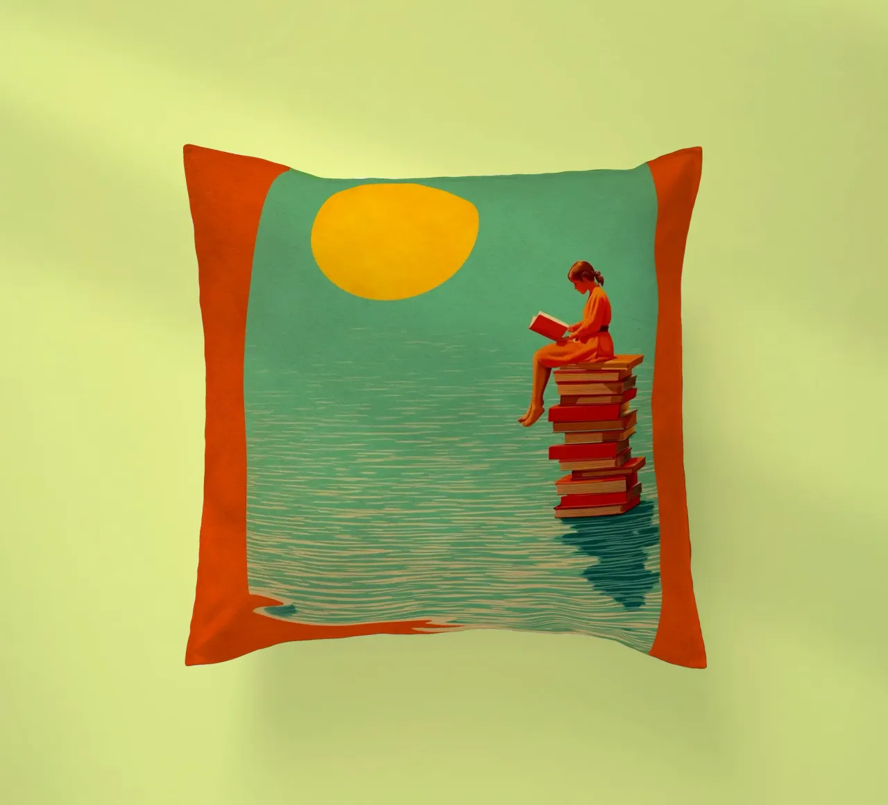 Reading Girl No 01 cuscino da lazydaypaper