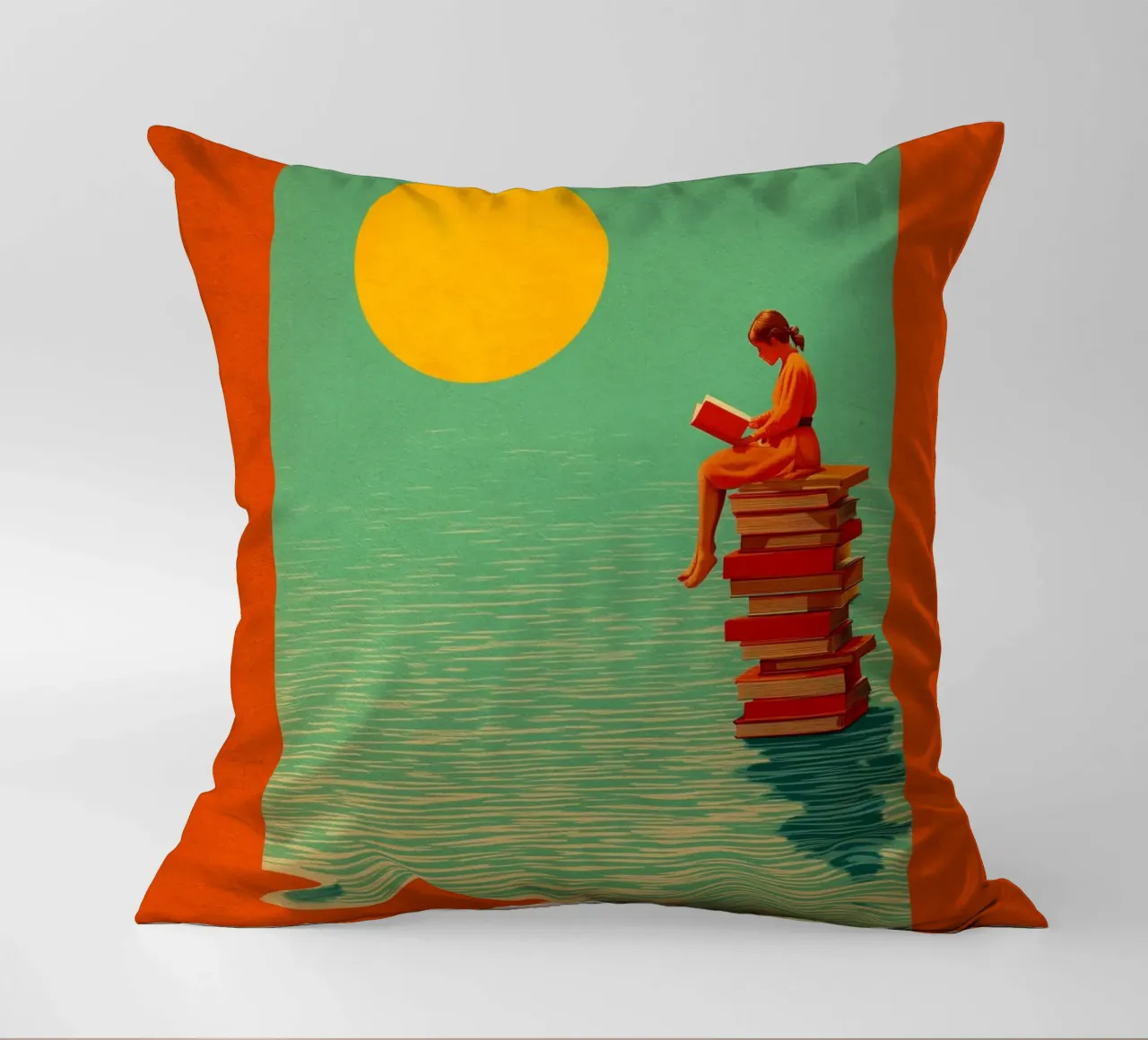 Reading Girl No 01 cuscino da lazydaypaper