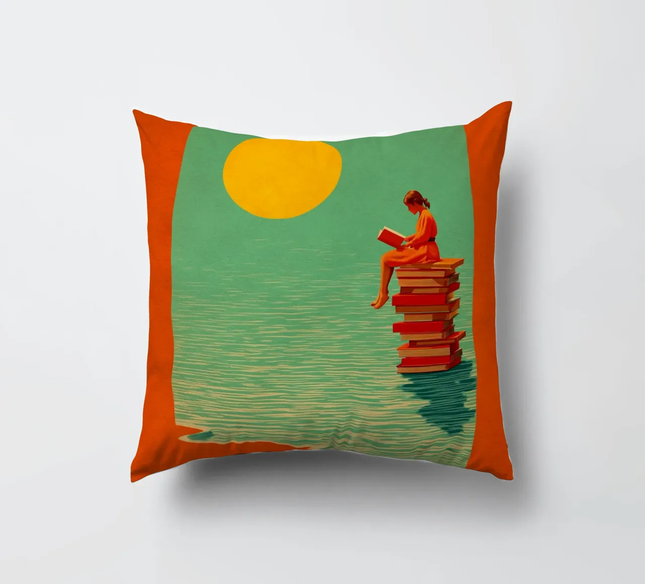 Reading Girl No 01 cuscino da lazydaypaper
