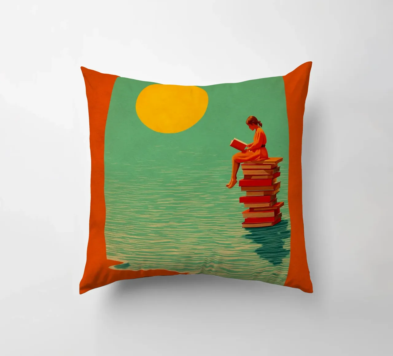Reading Girl No 01 cuscino da lazydaypaper